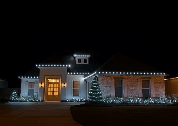 Home decorated with professionally installed Christmas lights